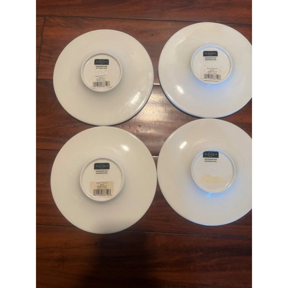 Lenox Butler's Pantry Saucers Set of 4 Cream Fluted Beaded Rim 7.25